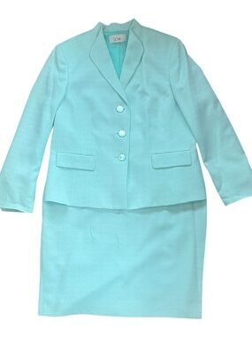 NWT Le Suit 2 Piece Skirt Suit Size 18 Blue Topaz Career Workwear
